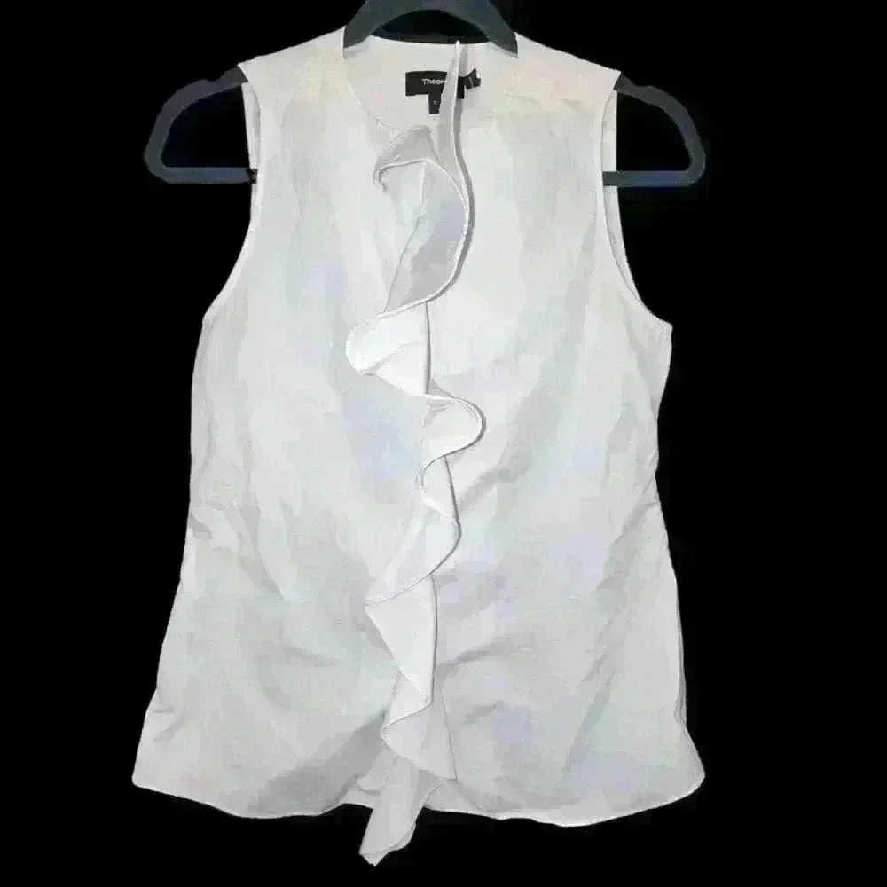 Women’s Vince ruffled sleeveless cotton blouse size small
